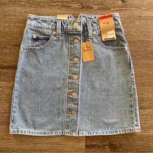 Levi's Light Blue Button-Front Mini Skirt